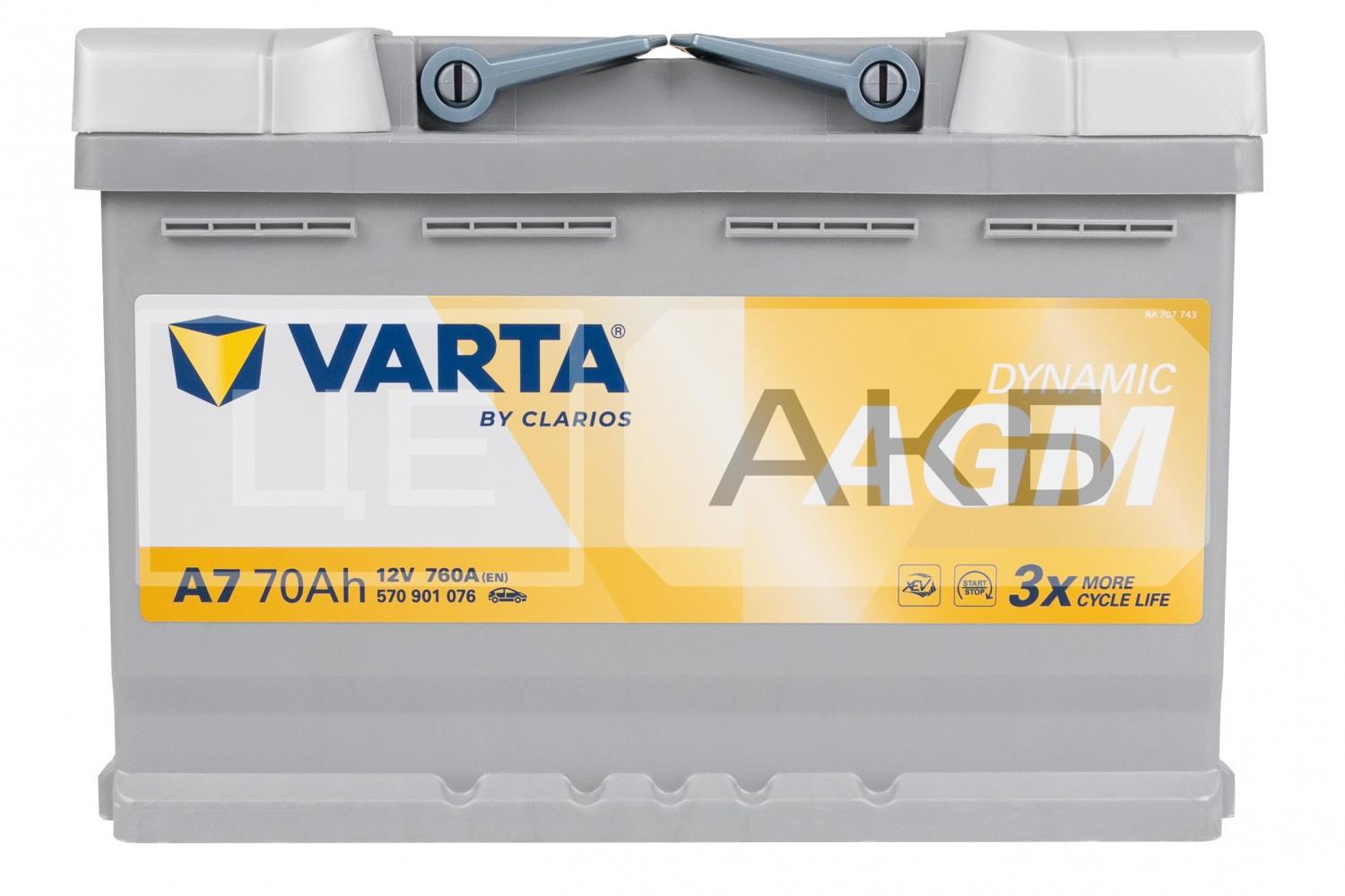 АКУМУЛЯТОР AGM 12V 70AH 760A R+ DYNAMIC 278*175*190MM 570901076