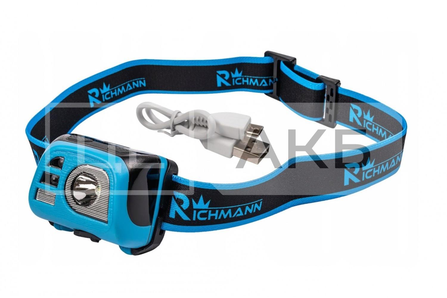 ЛІХТАРИК НА ГОЛОВУ LED RICHMANN 5W 160LM 8 РЕЖИМІВ ОСВІТЛЕННЯ (АКУМУЛЯТОРНИЙ) C5904