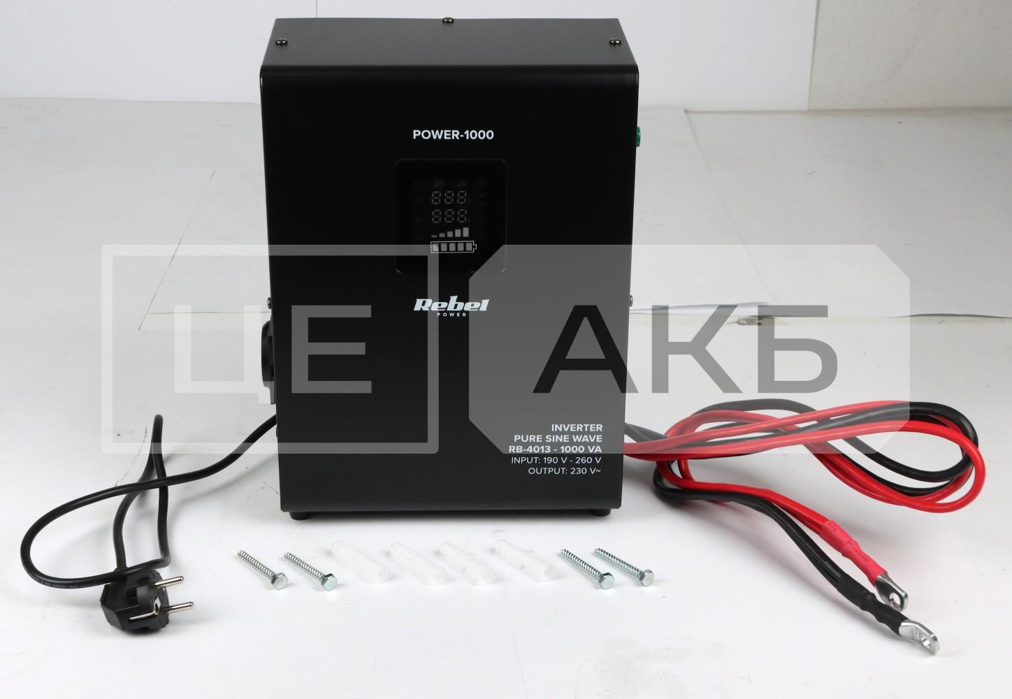 ДЖЕРЕЛО БЕЗПЕРЕБІЙНОГО ЖИВЛЕННЯ (UPS) REBEL POWER-1000 RB-4013 12/230V 700W/1000VA 10A (ПРАВИЛЬНА (ЧИСТА) СИНУСОЇДА) RB4013
