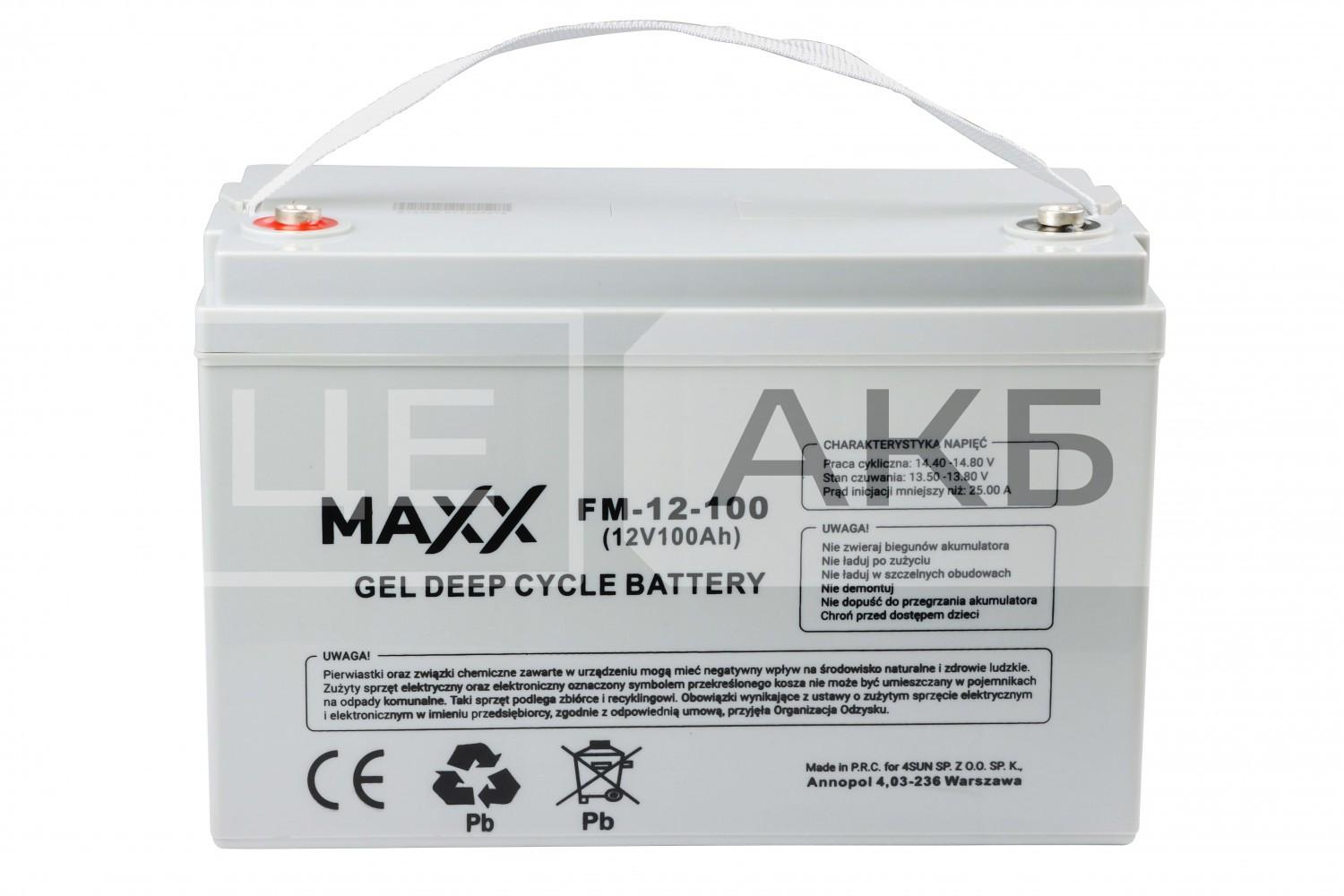 АКУМУЛЯТОР ГЕЛЕВИЙ 12V 100AH GEL DEEP CYCLE MAXX FM-12-100 173*218*331MM (ДЛЯ КОТЛІВ, СОНЯЧНИХ БАТАРЕЙ, ДБЖ, КЕМПІНГІВ..) (ЗЄДНУВАЧ- 12E0156V T) FM12100AH