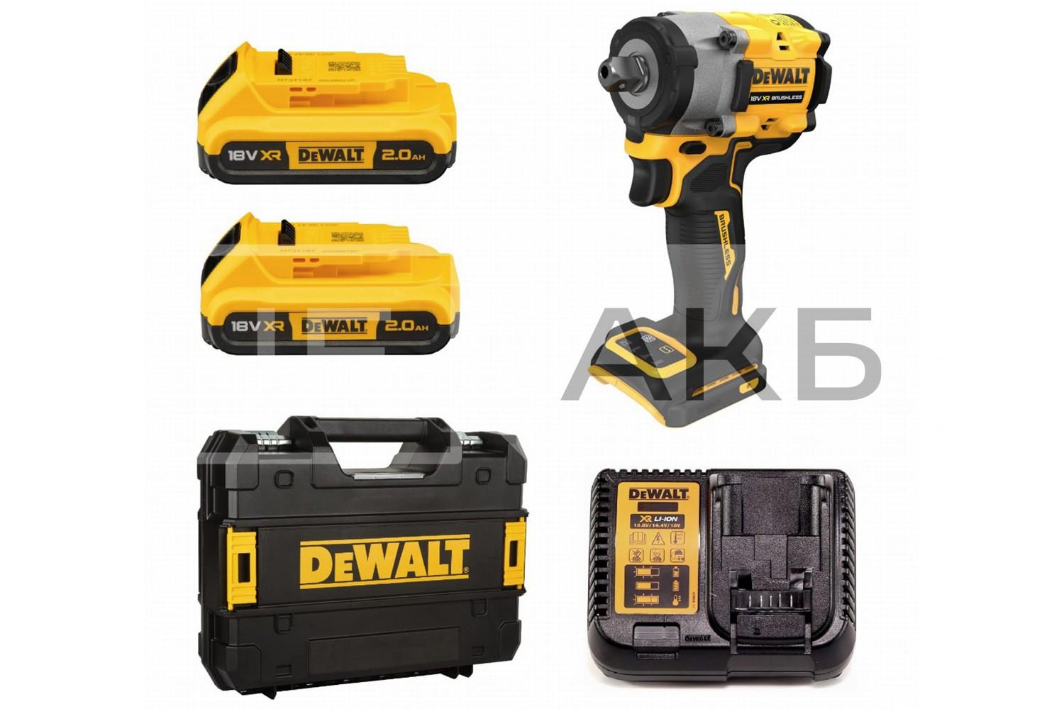 КЛЮЧ (ГАЙКОВЕРТ) АКУМУЛЯТОРНИЙ БЕЗЩІТКОВИЙ УДАРНИЙ DEWALT DCF922D2T 1/2" 18V 2*2AH 415W 406NM 0-2500 ОБ/ХВ 0-3550 УД/ХВ DCF922D2T