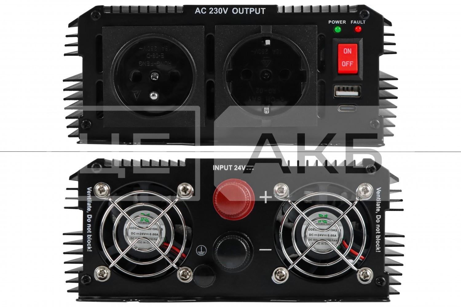 ПЕРЕТВОРЮВАЧ НАПРУГИ 24V/230V 1000/2000W IPS-2000 3IPSN20024